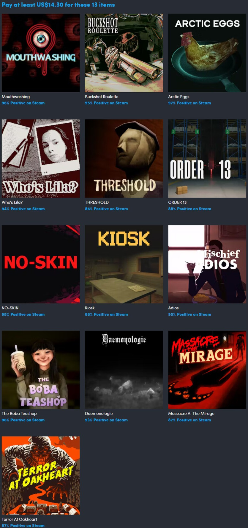 [험블번들] INDIE FEARS 번들 / 13개 $14.30_1.png